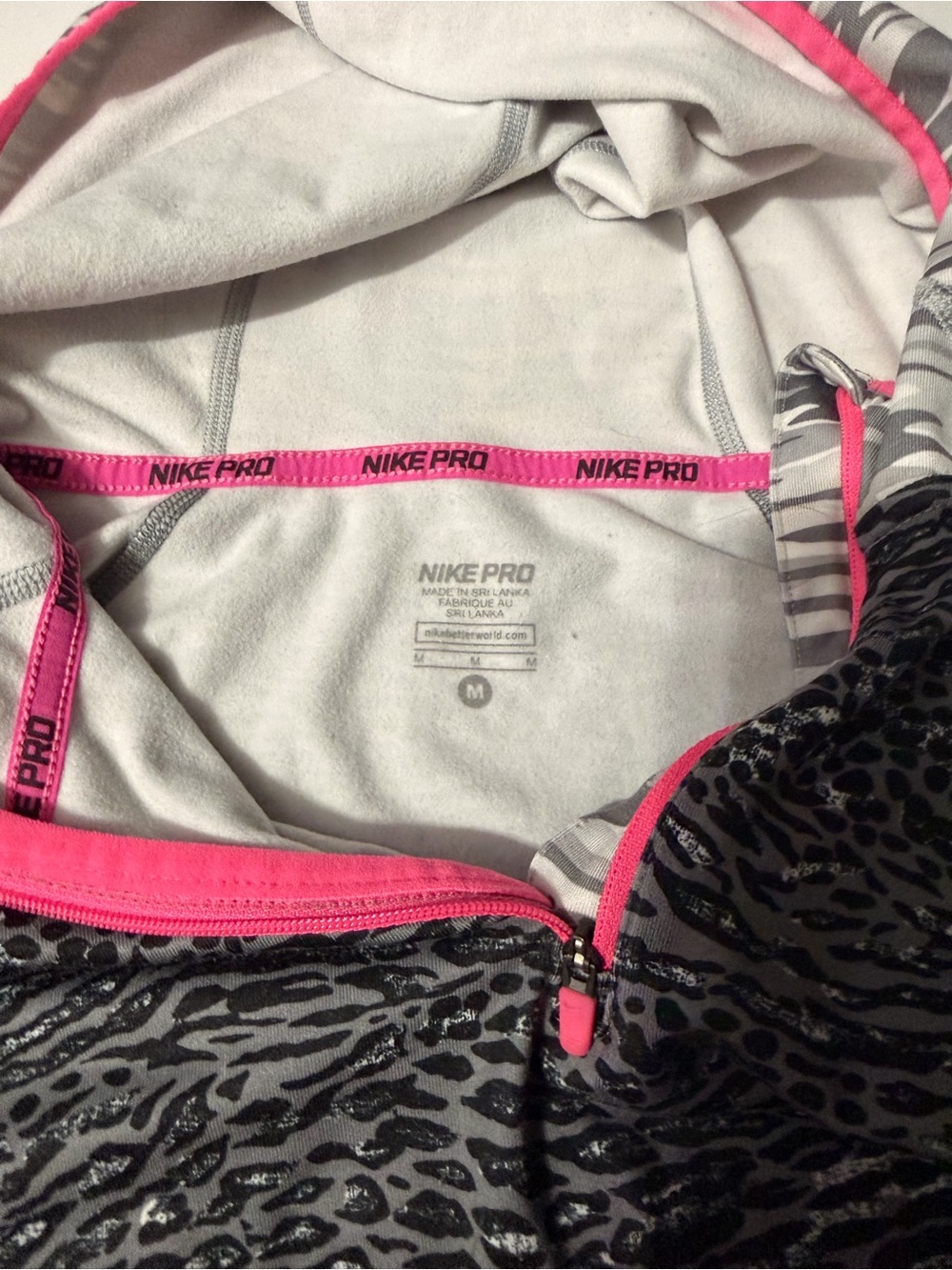 Nike Girls’ Pro Dri-FIT Quarter-Zip Hoodie – Leopard Print – Size M - Picture 6 of 7